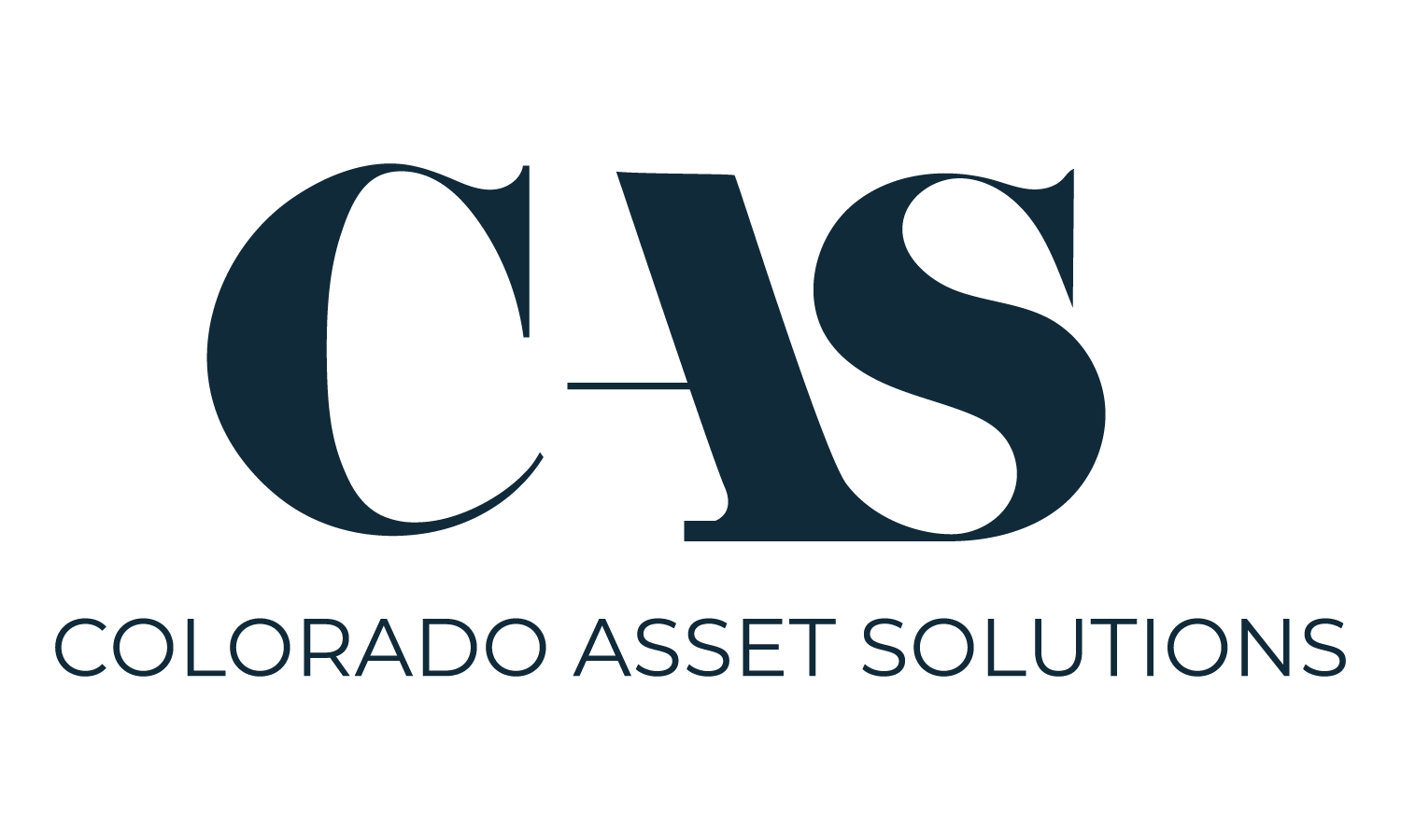 Logo for Colorado Asset Solutions, featuring the letters CAS in a large, stylized serif font above the full company name in a sans-serif typeface.